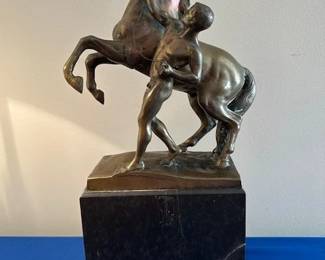 Bronze horse and tamer by Rudolf Kaesbach., approx. 14" tall including base.