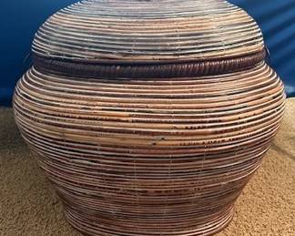 Coastal washed pencil floor basket.