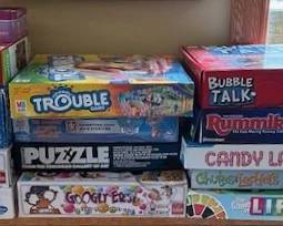 Cribbage boards, playing cards and board games