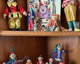 Vintage Paper Mache Clowns and Book "Bring on the Clowns"
