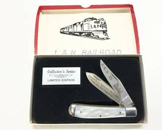 L&N Railroad Collectible Pocket Knife with Pearl-Like Handle and Original Box