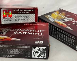 Hornady Superformance Varmint .22-250 REM 50 Grain V-Max Ammunition, 40 Rounds