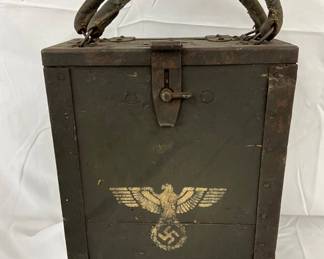 German Ammunition Box with Internal Slides and Leather Handle