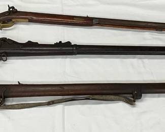 GROUP PHOTO Early Black Powder Rifles with Wooden Stocks