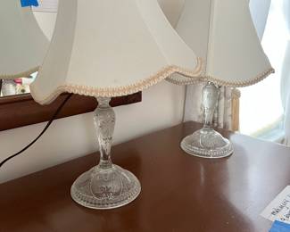pair of glass lamps