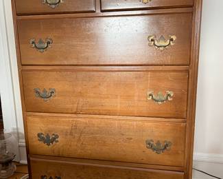 Hungerford Mahogany Highboy dresser, 6 draws, brass hardware 47x31x19