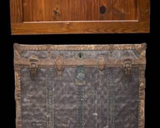 Antique Steamer Trunk and Industrial Trunk on Wheels