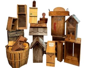 Vintage Rustic Wood Collection Bat Bird Houses, Primitive Boxes, and Country Decor