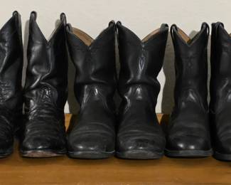 Ariat Black Leather Ropers Cowboy Boots And Nokona Ostrich Quill Boots