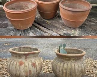 Premium Set of 5 Heavyweight Ribbed TerraCotta Planters Large Oversized