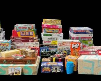 Vintage Modern Board Game Collection Onyx Dominoes, New Braunfels Monopoly