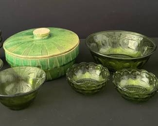 Rare Vintage Green Kitchenware Set Watt Pottery Bartlett Collins