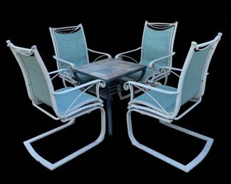 Elegant SlateTop Outdoor Dining Coffee Table Set with 4 Chairs