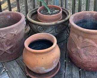 Premium 6Piece Terra Cotta Planter Collection Texas Star Ornate Designs
