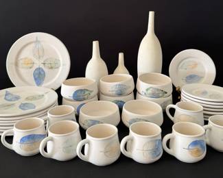 HandPressed Style Botanical Pottery Set Made in Mexico