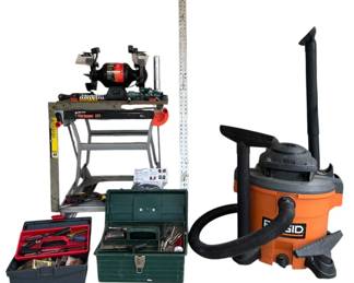 Garage Necessities Bench Grinder, BD Workmate 225, Ridgid Vacuum And More