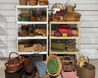 Vintage Decorative Wicker Baskets Massive Collectors Lot