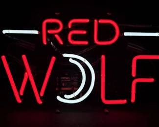 Rare 90s Red Wolf Beer Neon Sign Man Cave Decor