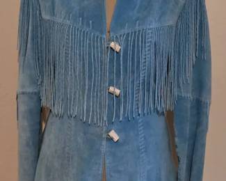 Vintage Scully Teal Suede Fringe Western Jacket