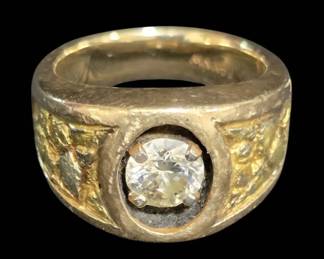 03 Heavyweight 14K Yellow Gold Mens Nugget Statement Ring 14K NW, 20.3 grams