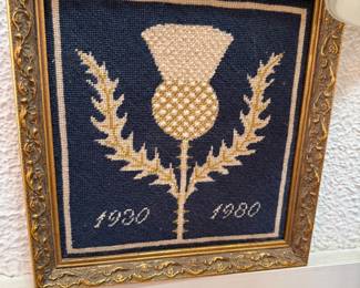 Scottish Thistle Framed Needlepoint