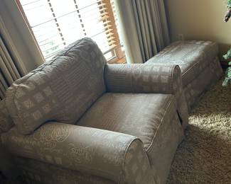 Upholstered chair with ottoman 