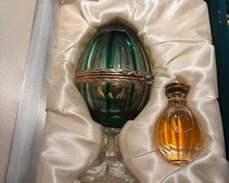 Faberge Grace of Monaco Millenium Egg and Parfum.  For sale during in-person shopping only Friday and Saturday.