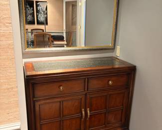 $380  Mirror with beveled glass .  44" x 33".  Chest featured in next photo.