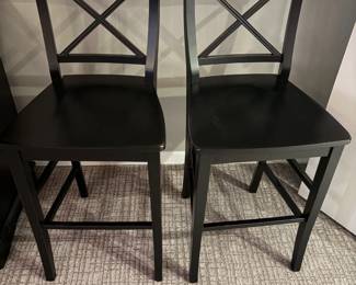 $250. A set of black barstools.  18"w x 17.5"d x 42"h. Seat height is 26". 
