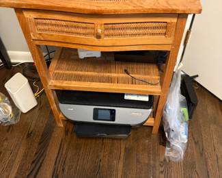 $150. Matching chest with one drawer and two shelves. Dimensions are 24 inches wide by 15 inches deep by 30 inches high.