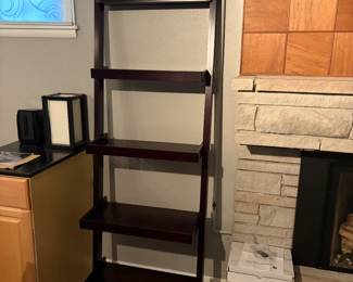  $140 Leaning wall shelving unit.  26"w x 22"d at the bottom and 76"h.