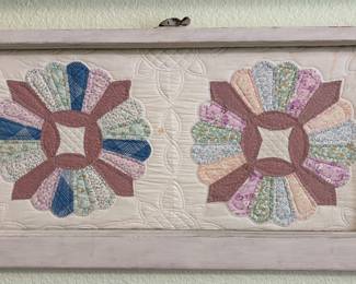 Quilt Art Framed in Vintage Window Frame 