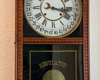 Antique Regulator Wall Clock (Needs Repair)