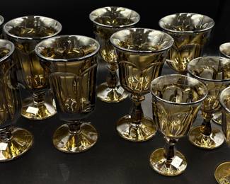 Fostoria “Jamestown Brown” Iced Tea, Water and Wine Goblets.