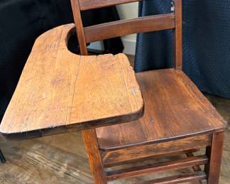 Oak School Desk Chair w/  Attached Writing Surface