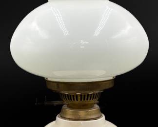 Hand Painted Milk Glass Oil Lamp