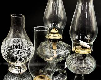 Collection of Clear Glass Oil Lamps