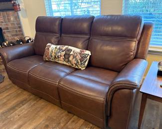 Three Seat Leather Sofa with Dual Electric Recliners with….