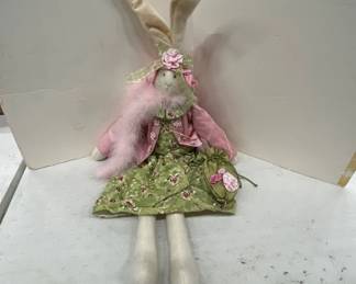 Fabric Rabbit With Floral Dress and Hat