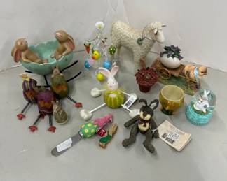 Easter Figurines and Glass Tree Ornament