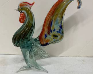 Murano Glass Rooster Sculpture