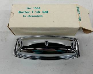 Chromium Butter Dish Set With Box