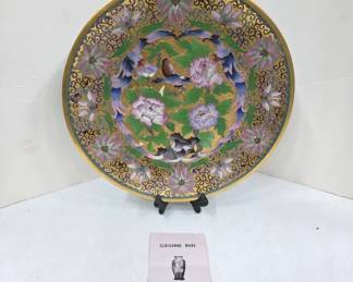 Cloisonne Plate with Floral and Bird Design