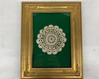 Gold Frame with Crocheted Doily Display