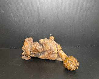 Carved Wood Sculpture & Walnut