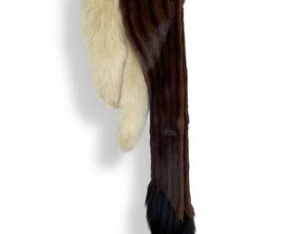 Vintage Mink and Cream Fox Fur Stole