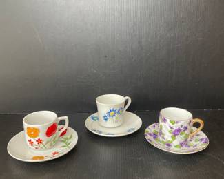 Vintage Floral Demitasse Cups and Saucers 