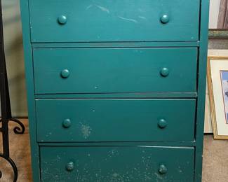 Vintage Teal Painted Chest of Drawers