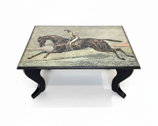 Vintage Horse Racing Lithograph Coffee Table by S. Brigida
