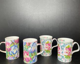 Set of Four Dunoon Floral Mugs